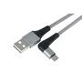 Дата кабель USB 2.0 AM to Micro 5P 1.0m right angle round fabric 2E (2E-CCMTR-1MGR) - 1