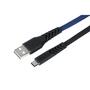 Дата кабель USB 2.0 AM to Type-C 1.0m Flat fabric urban, black/blue 2E (2E-CCTT-1MBL) - 1