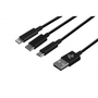 Дата кабель USB 2.0 AM to Lightning + Micro 5P + Type-C 1.2m black 2E (2E-CCMTLAB-BL) - 1