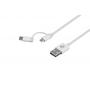 Дата кабель USB 2.0 AM to Micro 5P + Type-C 1.0m 5V/2.4A, White 2E (2E-CCMTAB-WT) - 1