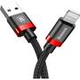 Дата кабель USB 2.0 AM to Lightning 0.5m Cafule 2.4A red+black Baseus (CALKLF-A19) - 2