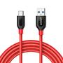 Дата кабель USB 3.0 AM to Type-C 0.9m Powerline+ V3 Red Anker (A8168H91) - 1