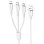 Дата кабель USB 2.0 AM to Lightning + Micro 5P + Type-C 1.2m White T-Phox (T-F831 White) - 1