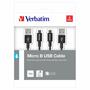 Дата кабель USB 2.0 AM to Micro 5P 1.0m + 1.0m black Verbatim (48874) - 2