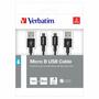Дата кабель USB 2.0 AM to Micro 5P 1.0m + 0.3m black Verbatim (48875) - 2