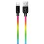 Дата кабель USB 2.0 AM to Lightning 1.0m multicolor ColorWay (CW-CBUL016-MC) - 1