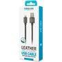 Дата кабель USB 2.0 AM to Lightning leather black Forever (GSM032491) - 1