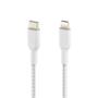 Дата кабель USB 2.0 AM to Lightning 1.0m BRAIDED white Belkin (CAA004BT1MWH) - 2