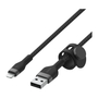 Дата кабель USB 2.0 AM to Lightning 1.0m BRAIDED SILICONE black Belkin (CAA010BT1MBK) - 2