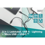 Дата кабель USB 2.0 AM to Lightning + Micro 5P + Type-C 1.0m charge only Digitus (AK-300160-010-S) - 8